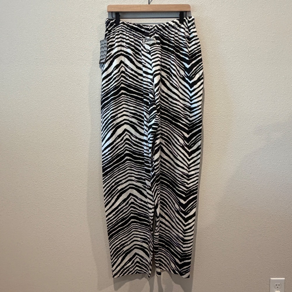 ZUBAZ Mens Zebra Print Pants Large 90s Retro Baggy Gym Athleisure Streetwear